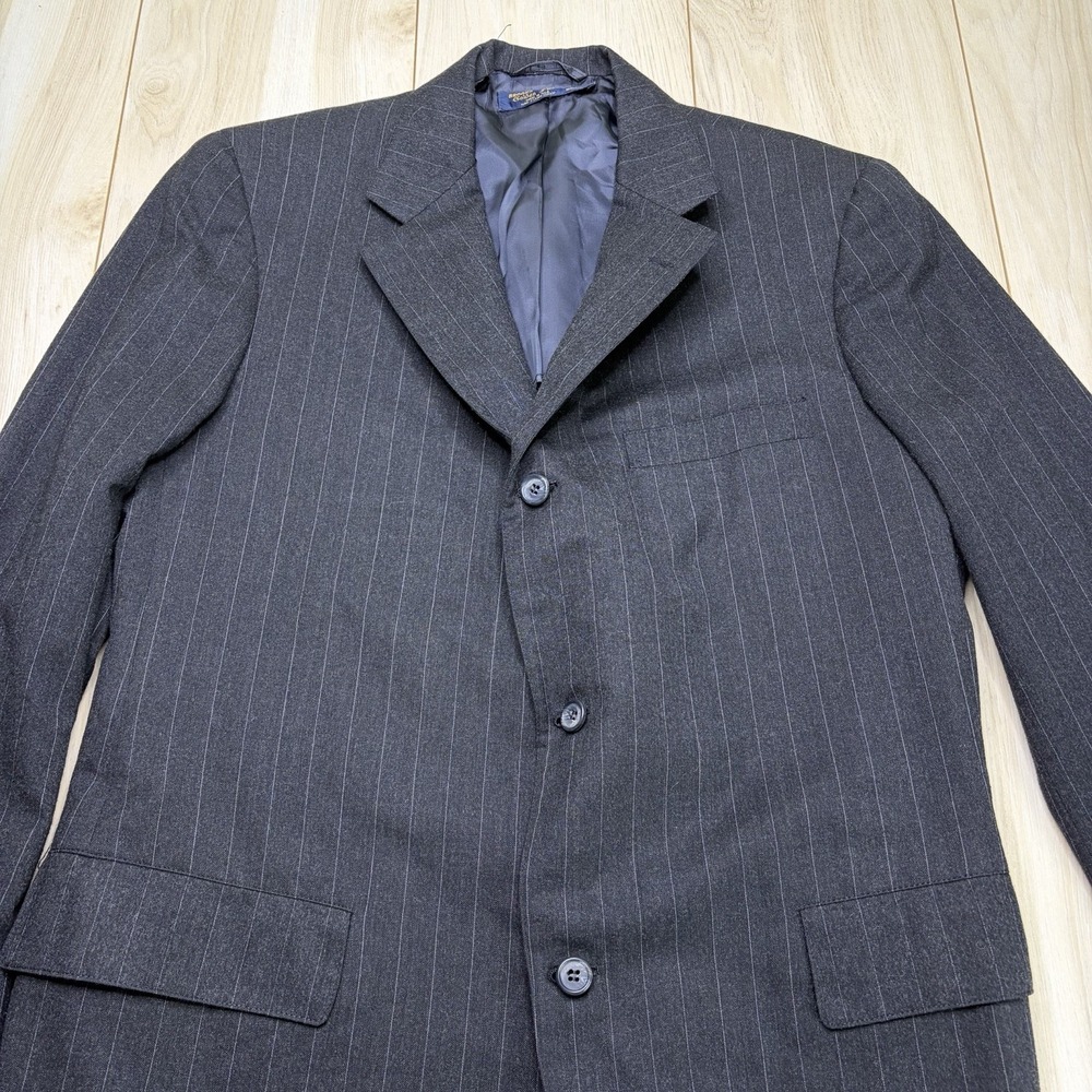 Brooks Brothers Golden Fleece Makers Flannel Wool Stripe Suit Men 42R 33x30 Gray - Picture 8 of 16